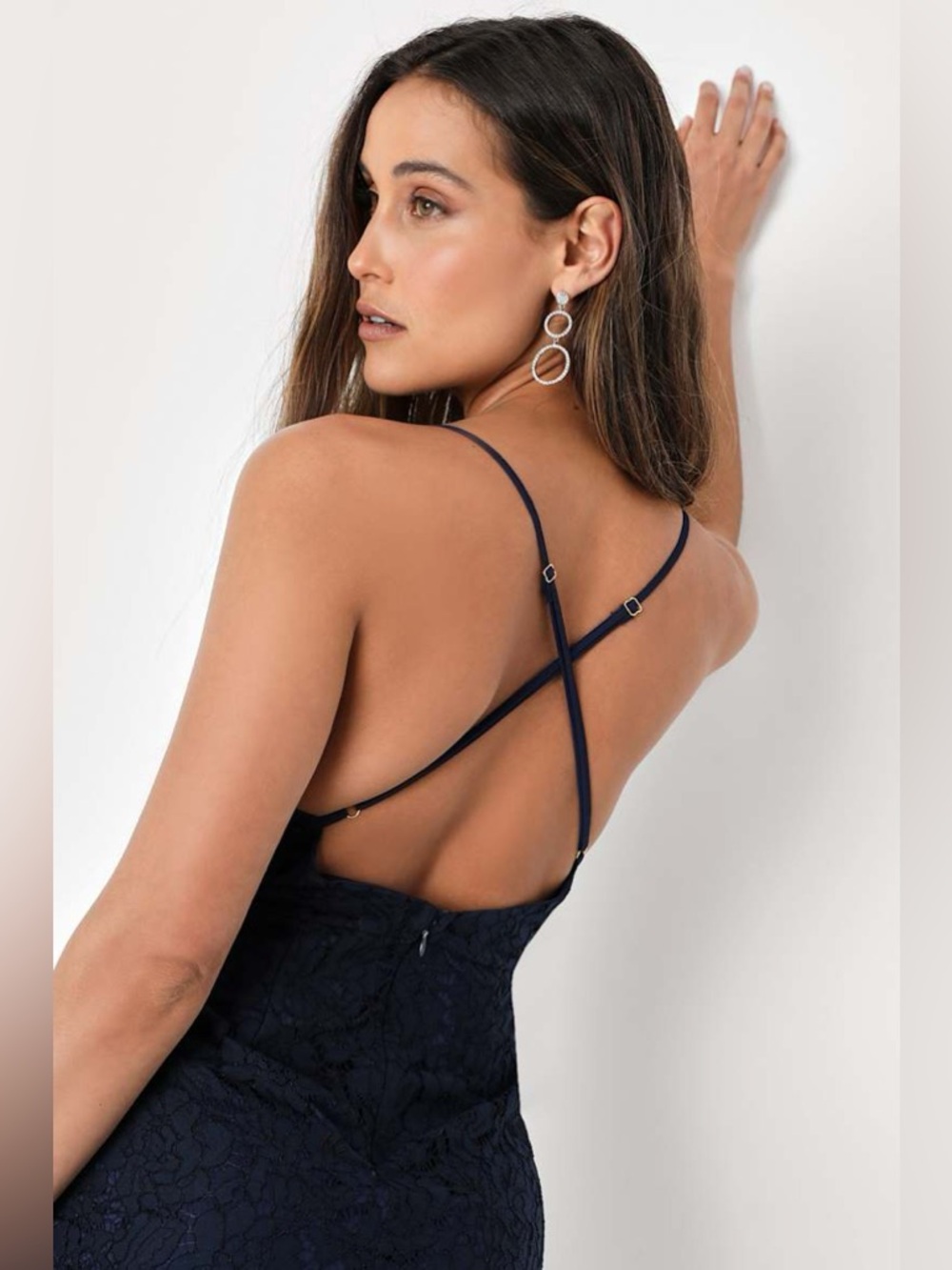 Lulu's Flirting with Desire Navy Blue Lace Bodycon Dress NWT - Picture 2 of 13
